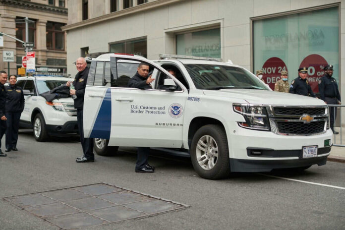 US Customs Border Protection vehicle on city street