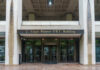 Entrance of the J. Edgar Hoover FBI Building in Washington D.C.