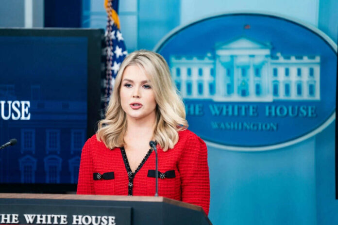 Woman speaking at the White House press room