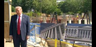 Trump shows off construction site of his White House ballroom